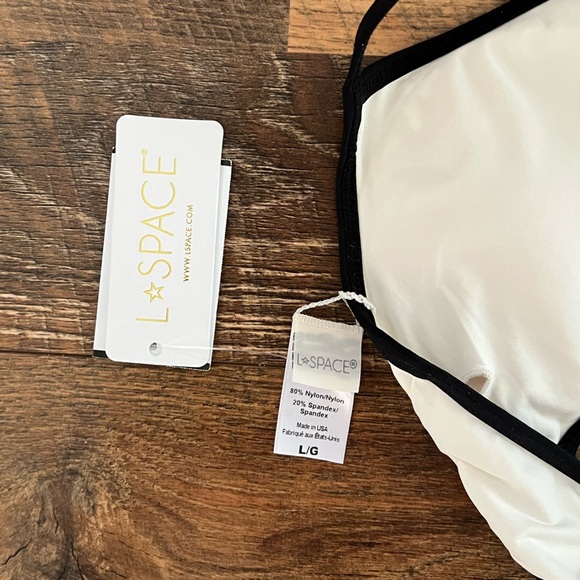 NWT L*Space Bikini Set - Pamela Top and Joy Bottom Bitsy in Cream and Black - Picture 9 of 14